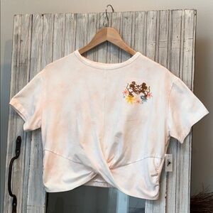 Mickey and Minnie Mouse Embroidered Graphic Crop Top Size XS Oversized NWT
